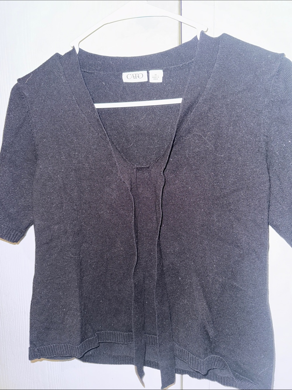 Cato Black Short Sleeve Open Front Sweater